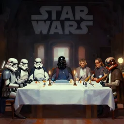 star wars last supper by wes anderson, digital painting, trending on artstation, sharp focus, 4 k