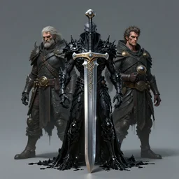 portrait of netherite sword, wearing evil black oily tar by hr giger, greg rutkowski, luis royo and wayne barlowe, 8 k