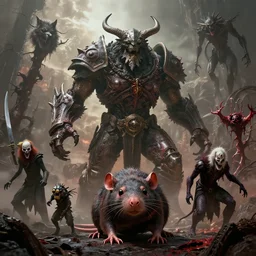 by par olofsson and wayne barlowe visually stunning, cinematic, ultra realistic, hyper realism, 1 2 k, epic, octane render, unreal engine, vfx, maya, life tap, doomguard, giant rat, imp master, timber wolf, bloodbloom, corruption, knife juggler, nightmarish creatures, apocalyptic hellscapes - c 8. 0