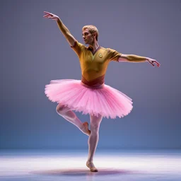 captain picard wearing a pink tutu and dancing in a studio, volumetric lighting from the side, photo by omar z robles
