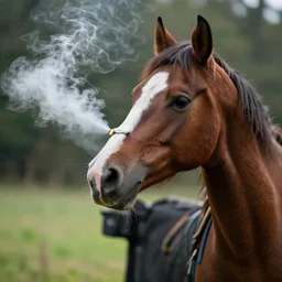 horse smoking from bong marijuana