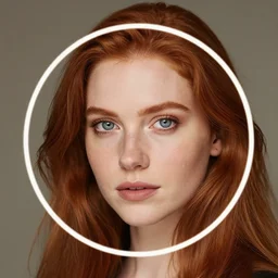 my new profile picture, woman, very pretty girl, red hair, blue / gray eyes, early 2 0's.
