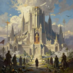 old valyria the doom cataclysm, landscape, scenery, oil painting, Tooth Wu, Greg Rutkowski, RPG, dynamic lighting, fantasy art, High contrast, depth of field