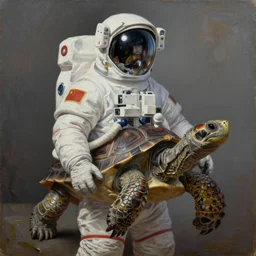 tortoise shaped astronaut suit, tortoise, oil on canvas, intricate, portrait, 8 k highly professionally detailed, hdr, cgsociety