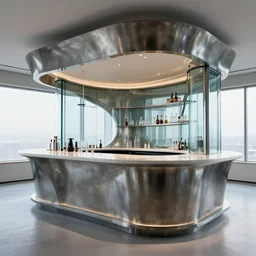 variation of bar mass shape, steel and glass, zahahadid, very detailed