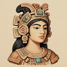 a portrait of an elegant lady, mayan art