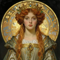 beautiful young medieval queen by jean delville, art nouveau, symbolist, visionary