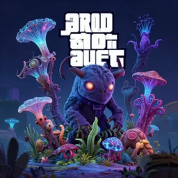 3d plant abyssal  bioluminiscent animals hyperbeast by Brock Hofer digital art, ArtStation  GTA cover comics style  by James Gurney and beeple global illumination Pixar and Disney tone mapping sharp focus