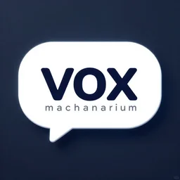 logo of an ai company named vox machanarium, tech logo speech bubble, sleek, artificial intelligence corporation