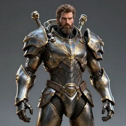 elden ring character, bearded male in intricate mech armor. volumetric lighting, masterpiece, sharp focus by leesha hannigan, ross tran, kai carpenter.