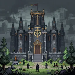elden ring capitol, pixel art, surreal, gloomy, highly detailed, scene,