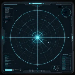 military radar ui, circular radar, scanner hud, sci fi ui design, structured layout, technical ui, perfect grid, 8k