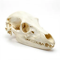 dinosaur skull fossil, 8k product photo, isolated on a pure white background, centered, entire object in frame, sharp focus, soft studio lighting