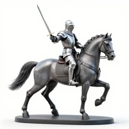 3 d model of a knight wielding a sword riding a horse