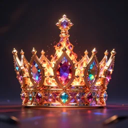 Crown of the gods, hyper detailed, futuristic, iridescent and glowing with fire and gemstones, photographic octane render