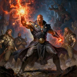dwayne johnson as stunning male master wizard casting thunder spell, highly detailed painting by gaston bussiere, craig mullins, j. c. leyendecker, 8 k