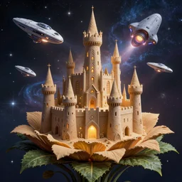 castle space ship organic star trek, flower, leaf, cosmic, highly detailed futuristic, sandman kingdom, kingdom of dreams, space ships, hiperrealistc, global illumination, radiant light, stellar background, by louise nevelson, peter gric, peter mohrbacher