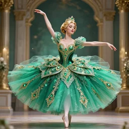 princess of emerald ballerina, ornate, intricate, hyper detailed, stunning, 4 k, octane render