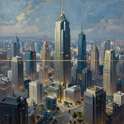 an epic painting megapolis, oil on canvas, cold colors, perfect composition, golden ratio, beautiful detailed, photorealistic, digital painting, artstation, concept art, smooth, sharp focus, illustration, cyberpunk background, artstation trending, octane render, unreal engine