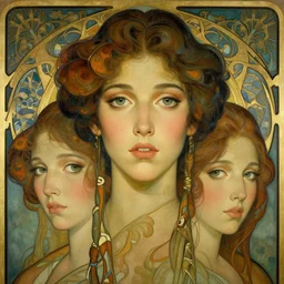 an art nouveau, ( streamline moderne ), multi - racial portrait in the style of anna dittmann and gaston bussiere and chanthara. very large, clear, expressive, and intelligent eyes. centered, ultrasharp focus, dramatic lighting, photorealistic digital matte painting, intricate symmetrical ultra detailed background.