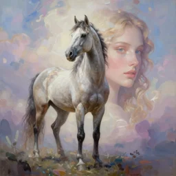 full body portrait centaur, half horse half woman, beautiful face, dreamscape, digital painting, concept art, 8 k, by anna dittmann, award winning