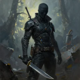 painting by donato giancola, cyberpunk thief with blade