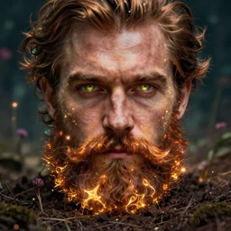 a professional photographic portrait extreme closeup picture of a bearded man's head coming out of the ground, photographic filter unreal engine 5 realistic hyperdetailed 8 k ultradetail cinematic concept art volumetric lighting, fantasy artwork, very beautiful scenery, very realistic painting effect, hd, hdr, cinematic 4 k wallpaper, 8 k, ultra detailed, high resolution, artstation trending on artstation in the style of albert dros glowing rich colors powerful imagery