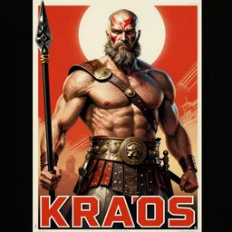 a political poster of kratos, russian communist propaganda from 1 9 4 0, high detailed h 7 6 8
