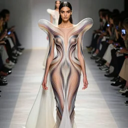 a beautiful arabian woman wearing a futuristic dress by alexander mcqueen, artgerm, fashion show, futuristic, organic dress, seamless pattern, concept art, fantasy