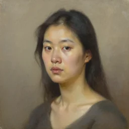 an Asian woman oil painting