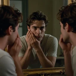 a mirror man trapped in a mirror, by wally pfister, by emmanuel lubezki, stunning striking still frame from a movie, 4 k
