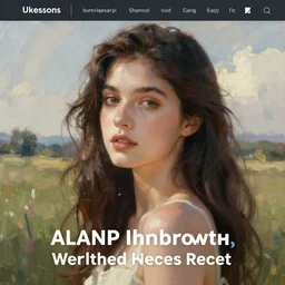 painting of a stunning woman in a field, javascript enabled