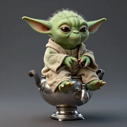 a very detailed concept art of yoda riding a samovar, trending on artstation, digital art, 4 k, hyper realistic, octane render, sharp focus