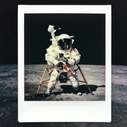 an old polaroid of the moon landing