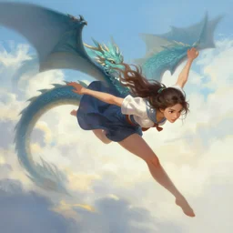 painting of a girl flying on the back of a dragon in a fantasy world, digital painting, hd, illustration, art by tokenin, by atey ghailan, by greg rutkowski, by greg tocchini, by james gilleard, by joe fenton, by kaethe butcher, gradient red, black, cream and white color scheme, trending in instagram, award winning details