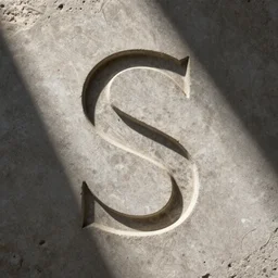 letter S, carved in stone, roman inscription, single letter, minimal, trending dribbble, behance