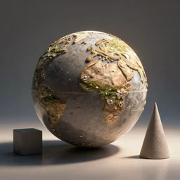 sphere, cube, cone