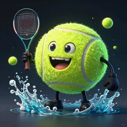 a tennis ball monster , water, tennis ball, dark, chalky, digital art, fantasy, magic, trending on artstation, ultra detailed, professional illustration by Basil Gogos