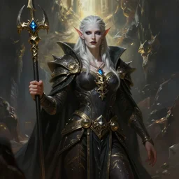 character art of xenvas xerulas, dark elf pale master and commander of the bone legion. dnd character art in the style of michael william kaluta and wayne reynolds and dave rapoza.