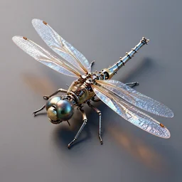 hyperrealistic maximalist overdetailed mechanical dragonfly render by adoryanti, machine. delusions, holosomnia, electrixbunny. view from above discodiffusion. 8 k 3 d render. calm beautiful still relaxed shiny transparent reflecting