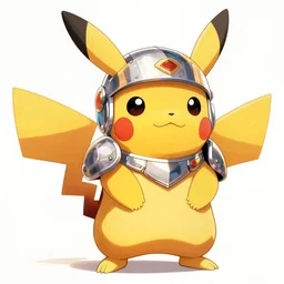 Pikachu wearing armor, detailed digital art