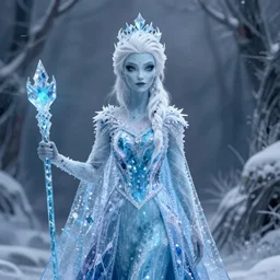 an undead ice witch from frozen 2. Detailed digital art by greg rutkowski, Thomas kinkade, Keith Parkinson, artstation, cgsociety, deviantart, 8k, HD