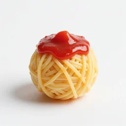 Knitting ball made of spaghetti with tomato sauce, 35mm HD