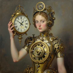 painting of a clockwork lady by francine van hove trending on artstation