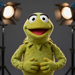studio portrait still of muppet!!!!! vision in avengers infinity war!!!!!! as a muppet muppet as a muppet, 8 k, studio lighting, key light,