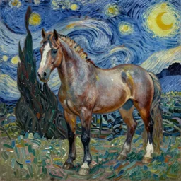 a painting of a horse, by ( vincent van gogh ) claude monet