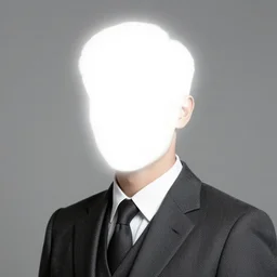 portrait of a man in a suit with blindingly glowing white head, vintage technicolor film photo, grainy, high detail, high resolution