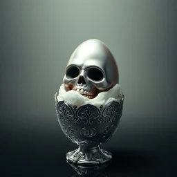 vin diesel egg in a silver egg cup, head is an egg, hyper detailed, digital art, cinematic lighting, studio quality, by boris vallejo, android jones, artgerm, caravaggio, mucha