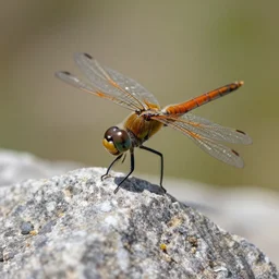 Dragonfly with a dragon head on a mountain top, dslr photo.