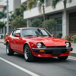Cannon photo of red Toyota supra Mark 1 MK1 Generation 1 A50 made in 1979 front sideview parked on street